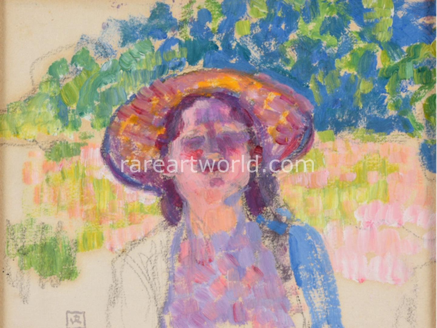 oung woman in hat by Theo van Rysselberghe oung woman in hat by Theo van Rysselberghe